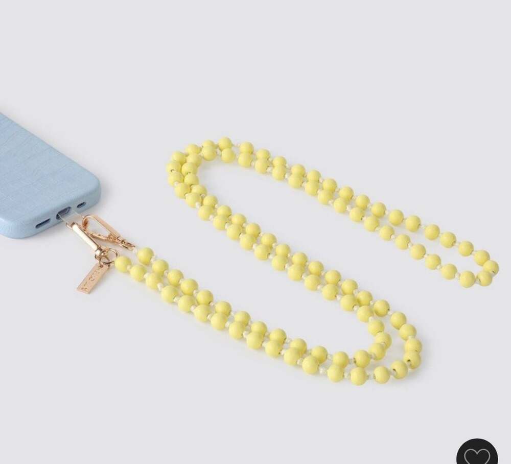 Hello Lux Phone Crossbody Strap Painted Wooden Beads Yellow